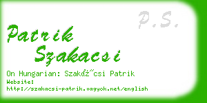 patrik szakacsi business card